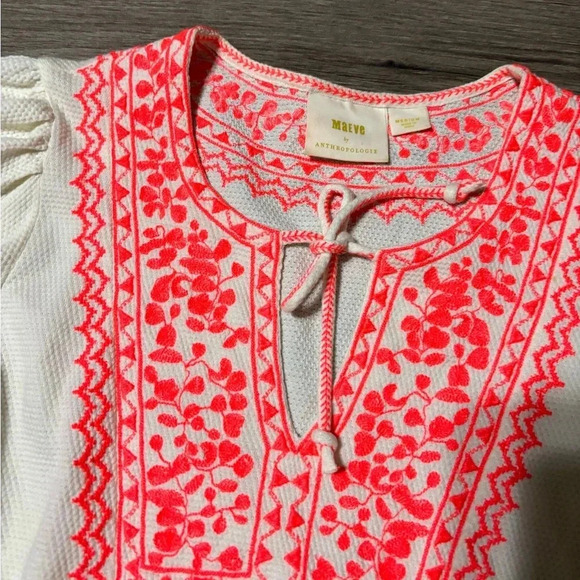 Anthropologie Maeve Louisa Textured Peasant Top Size Medium - Picture 5 of 9